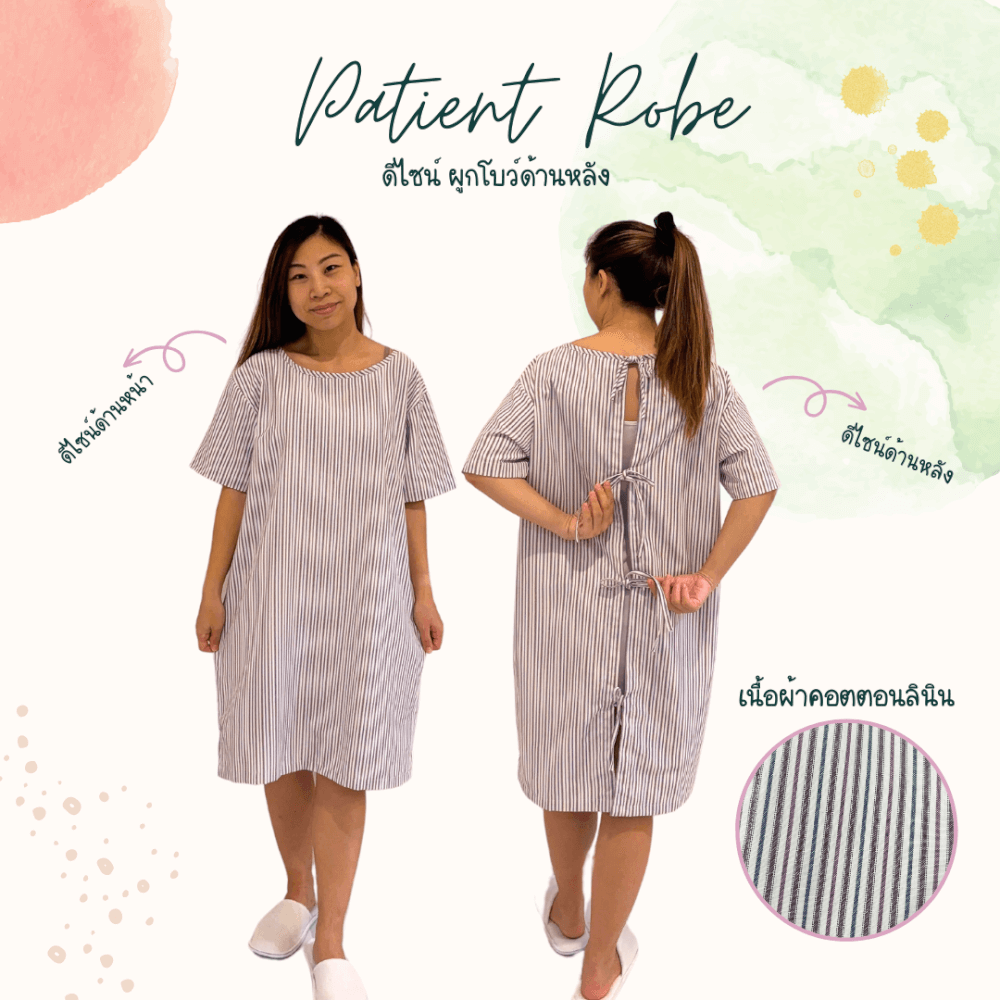 ชุดคลุม แบบผูกโบว์ด้านหลัง ABLOOM 0040174001052_สีดำลายทาง ไซซ์ L_1